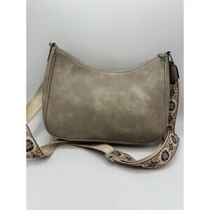 CLUCI Greige Crossbody Bag Guitar Strap Polyurethane Leather Good Condition